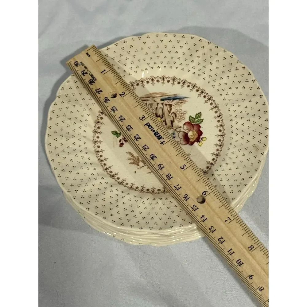 Royal Doulton Grantham Plates Set of 9 England Vintage 8” Floral Dinnerware